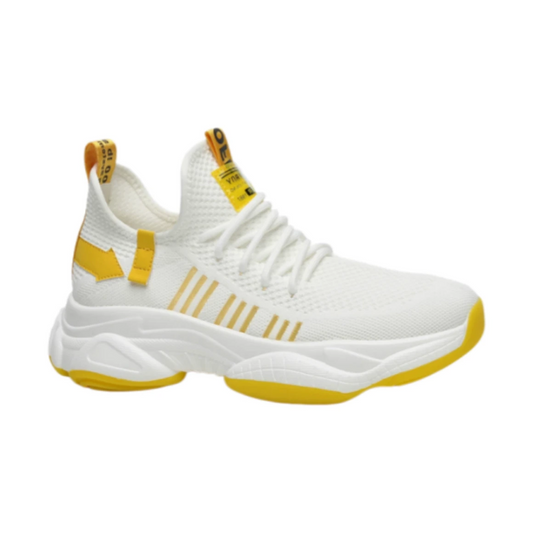 Men’s White Yellow Knit Sneakers