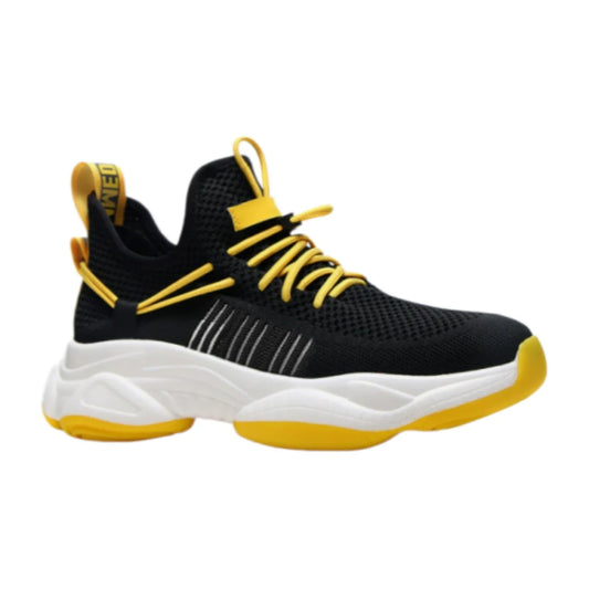 Men’s Black Yellow Knit Sneakers